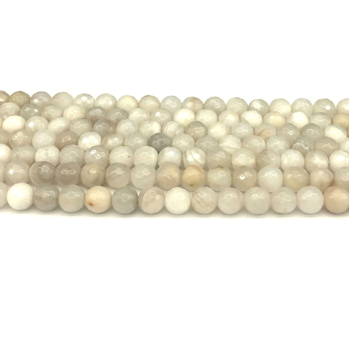 CAG1101 White Crazy Lace Agate Beads Faceted Round 6mm 15" Strand