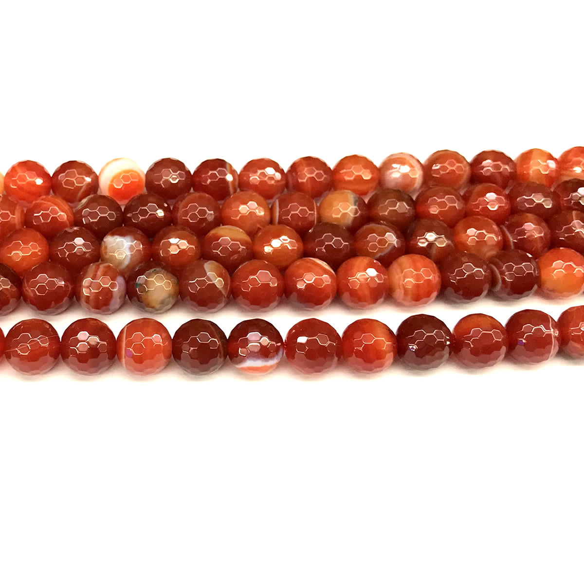 CAG1147 Banded Agate Beads Faceted Round 8mm 15" Strand