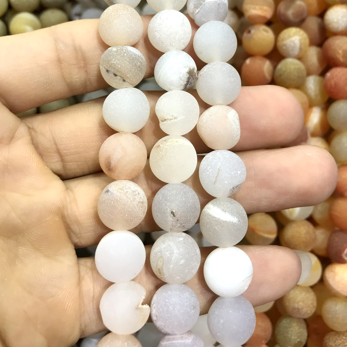 CAG606 Druzy Agate Beads Matte Round 12mm 15" Strand