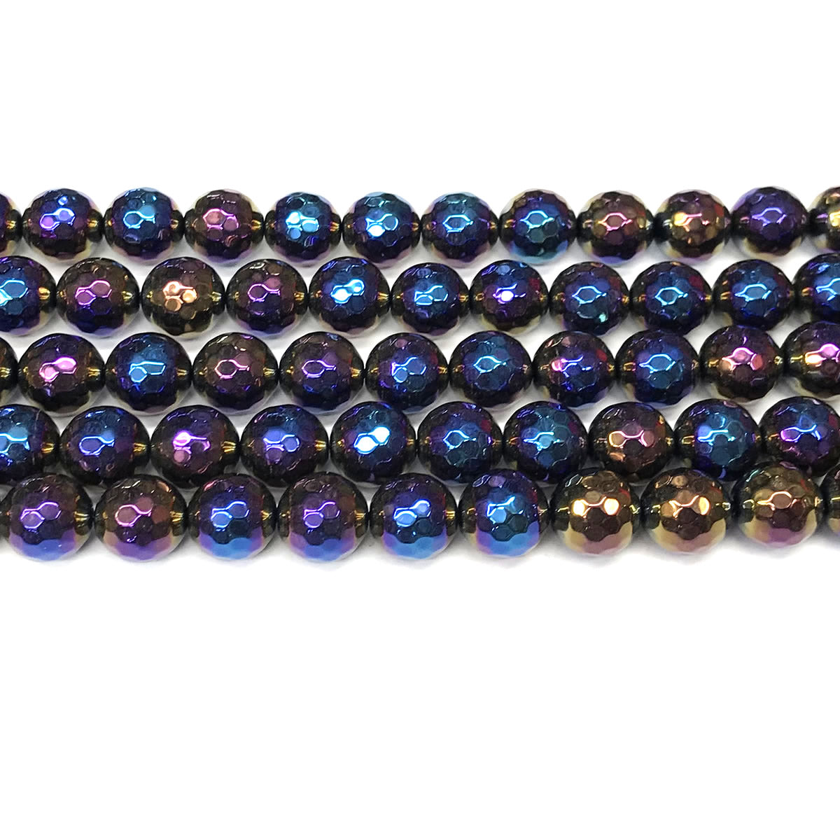 CAG927 Black Agate Beads AB-Color Electroplated Faceted Round 10mm 15" Strand