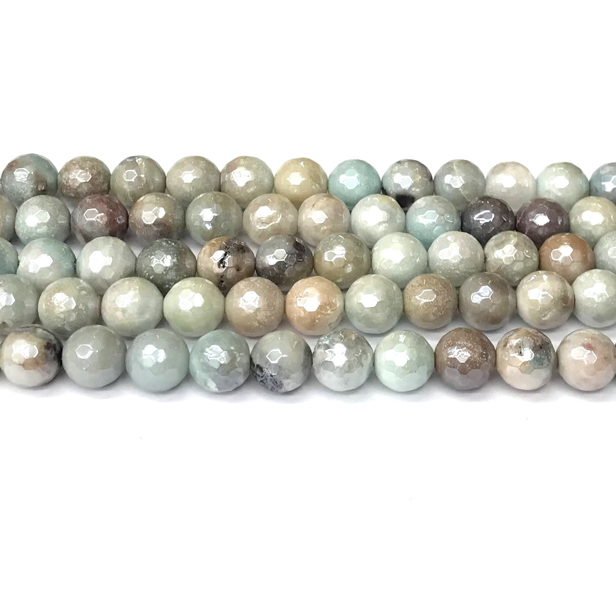 CAM42 Amazonite Beads Electroplated Faceted Round 10mm 15" Strand