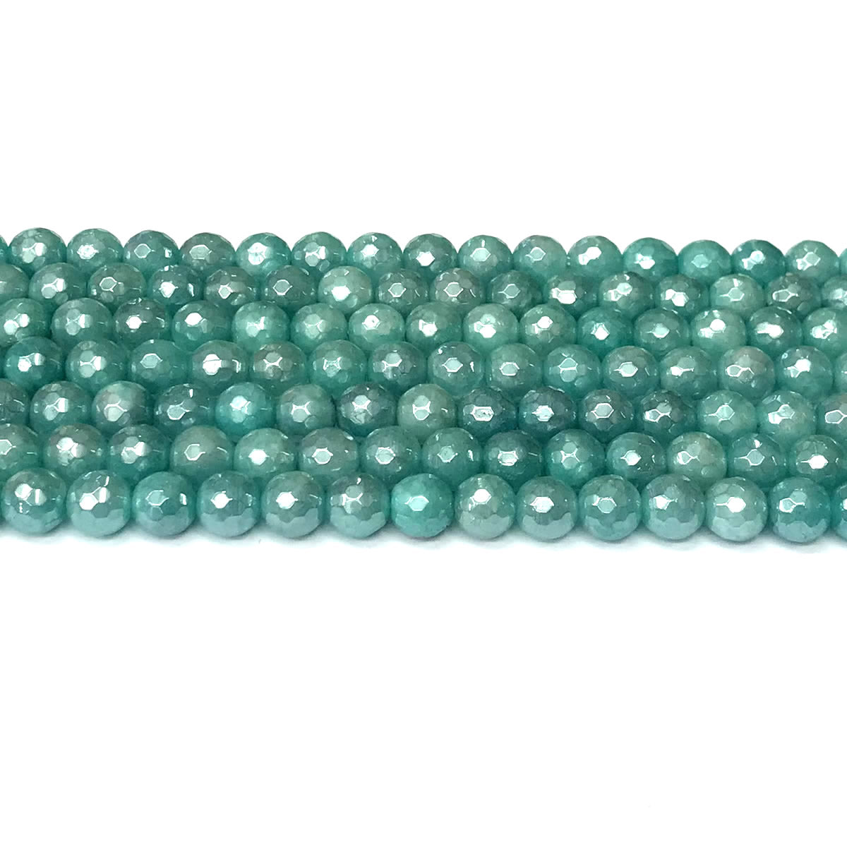 CAM45 Imitation Amazonite Beads Electroplated Faceted Round 6mm 15" Strand