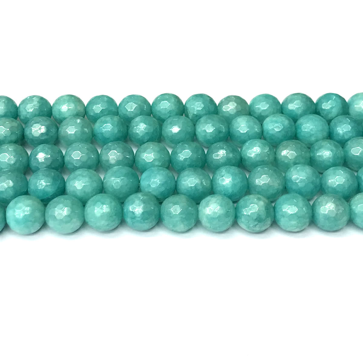 CAM47 Imitation Amazonite Beads Electroplated Faceted Round 10mm 15" Strand