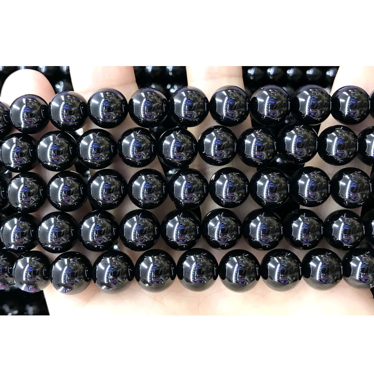 CBS103 Black Spinel Beads Smooth Round 10mm 15.5" Strand
