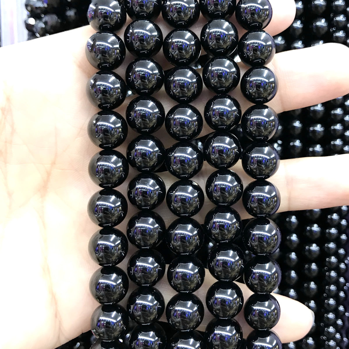 CBS103 Black Spinel Beads Smooth Round 10mm 15.5" Strand