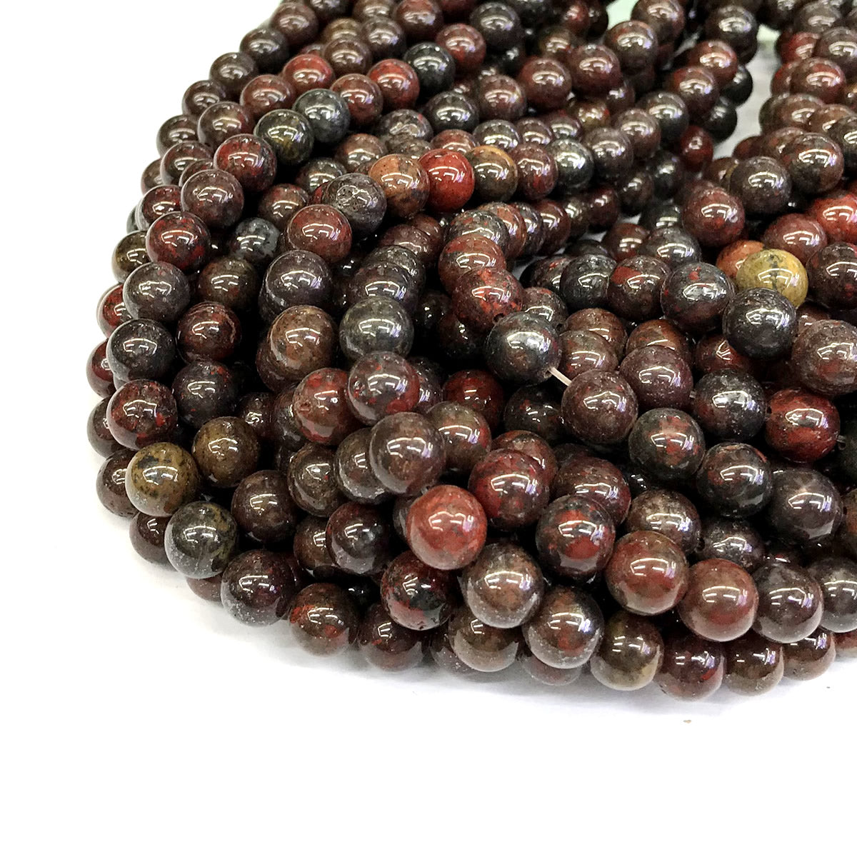CJP442 Brecciated Jasper Beads Smooth Round 8mm 15" Strand