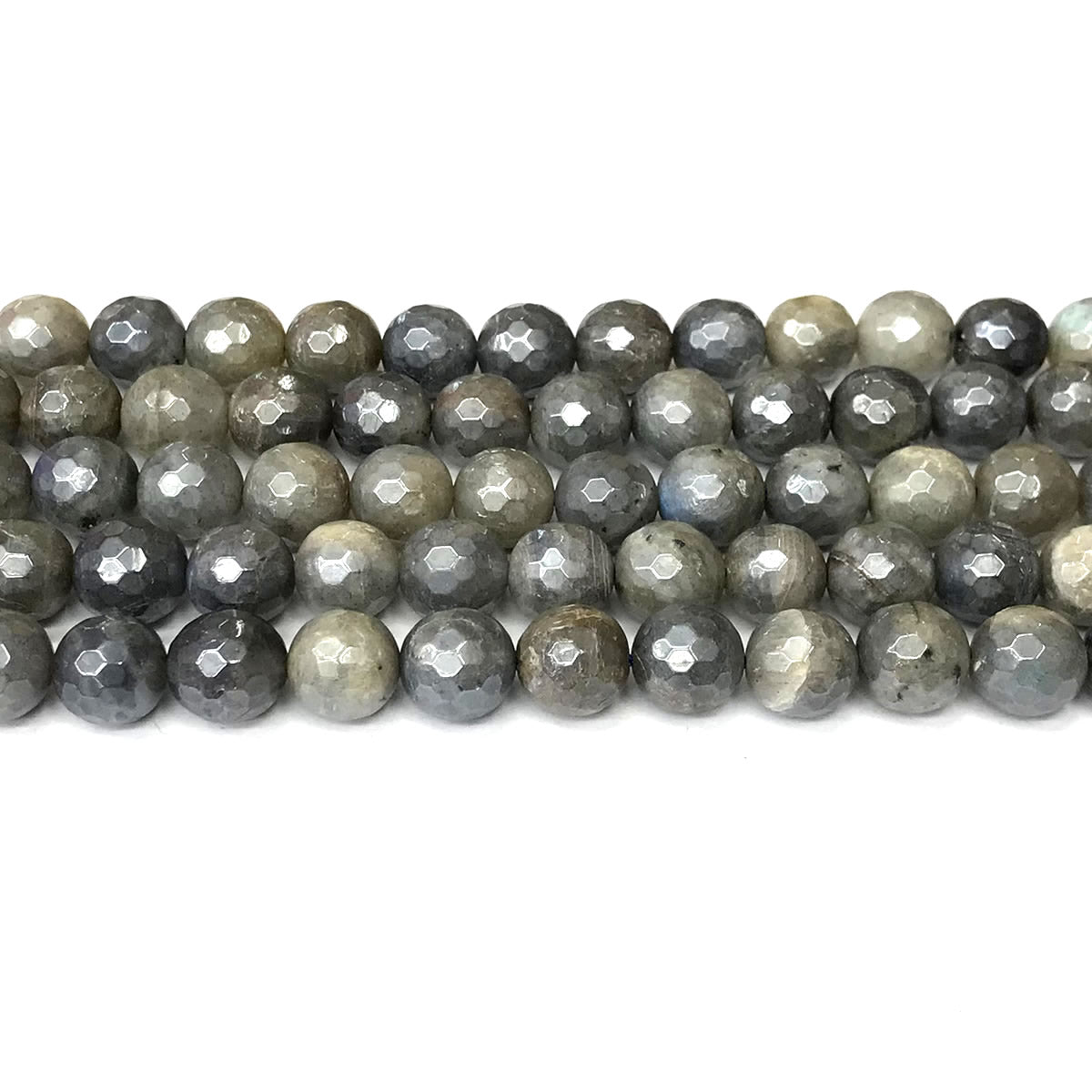 CLB117 Labradorite Beads Electroplated Faceted Round 10mm 15" Strand