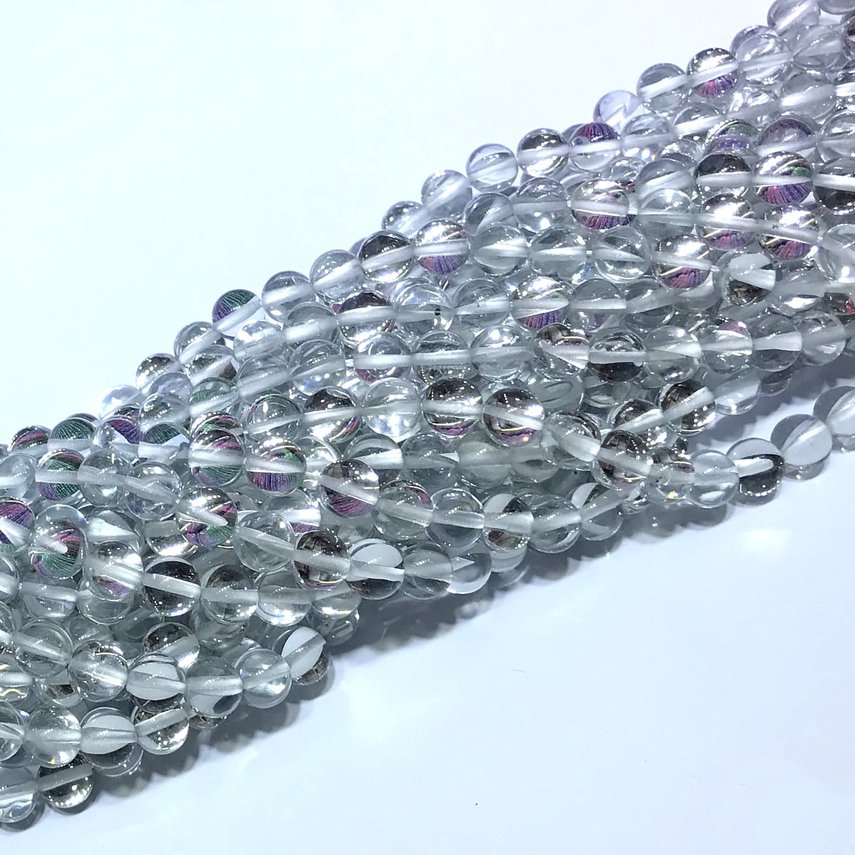CMS200 Synthetic Moonstone Beads Smooth Round 6mm 15" Strand