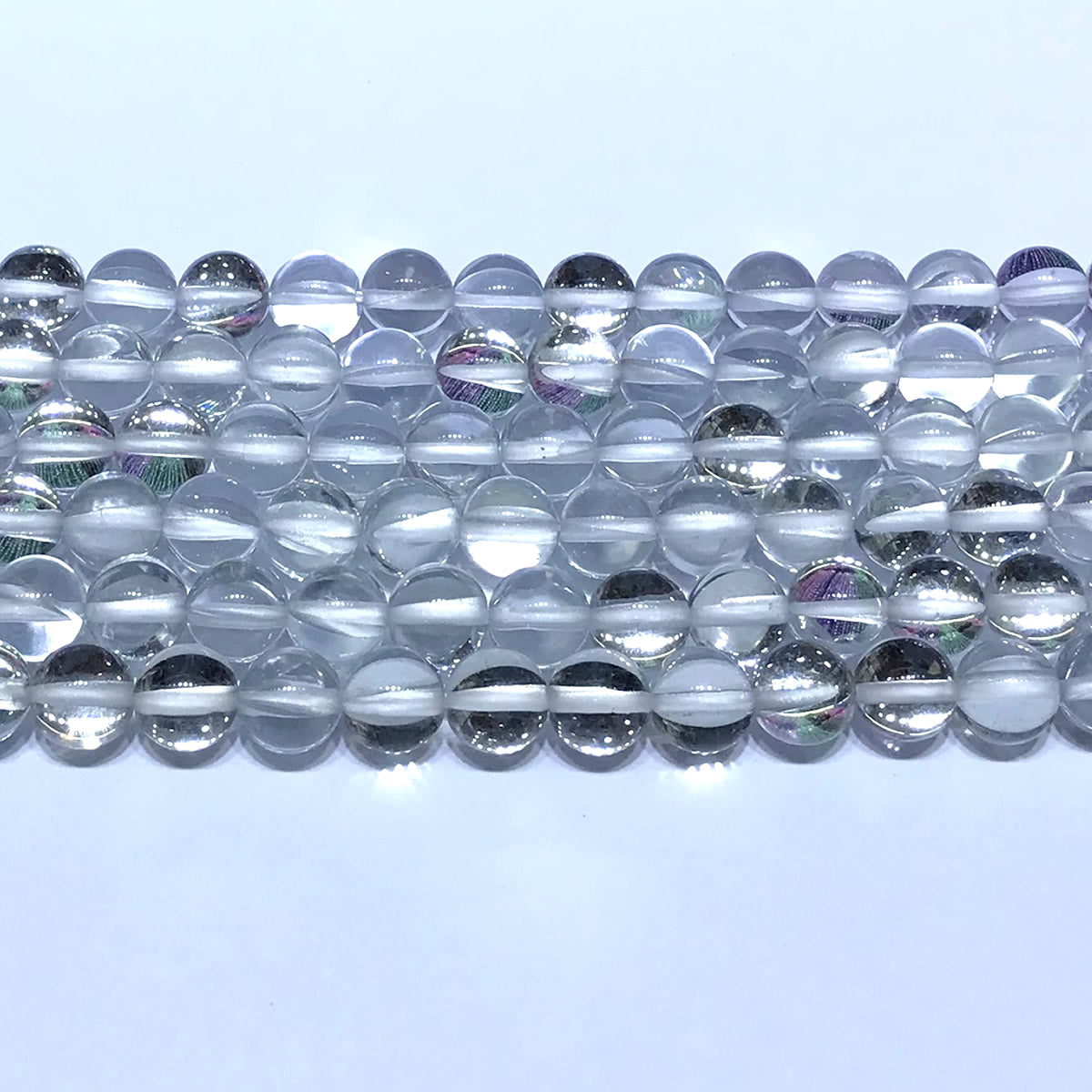CMS202 Synthetic Moonstone Beads Smooth Round 10mm 15" Strand