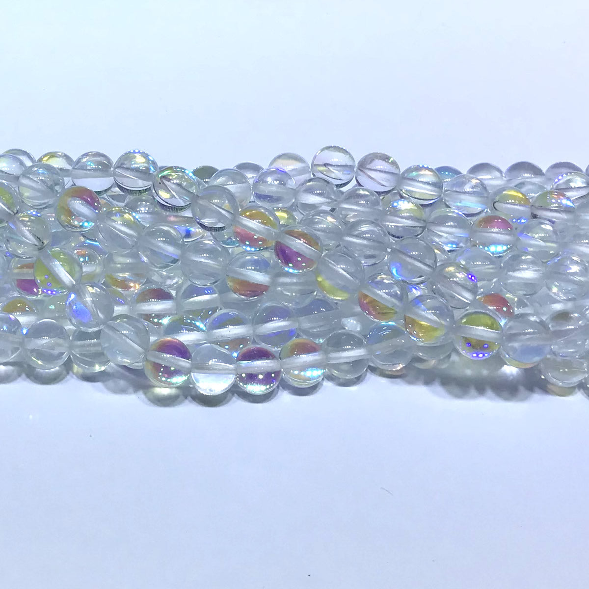 CMS210 Synthetic Moonstone Beads Smooth Round 6mm 15" Strand