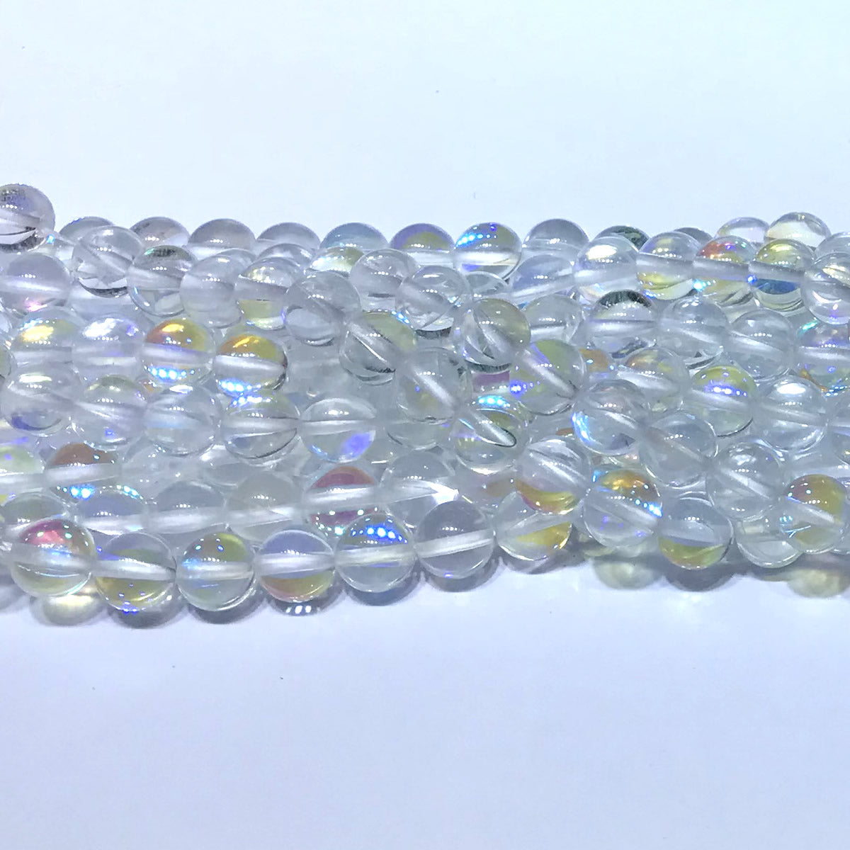 CMS213 Synthetic Moonstone Beads Smooth Round 12mm 15" Strand