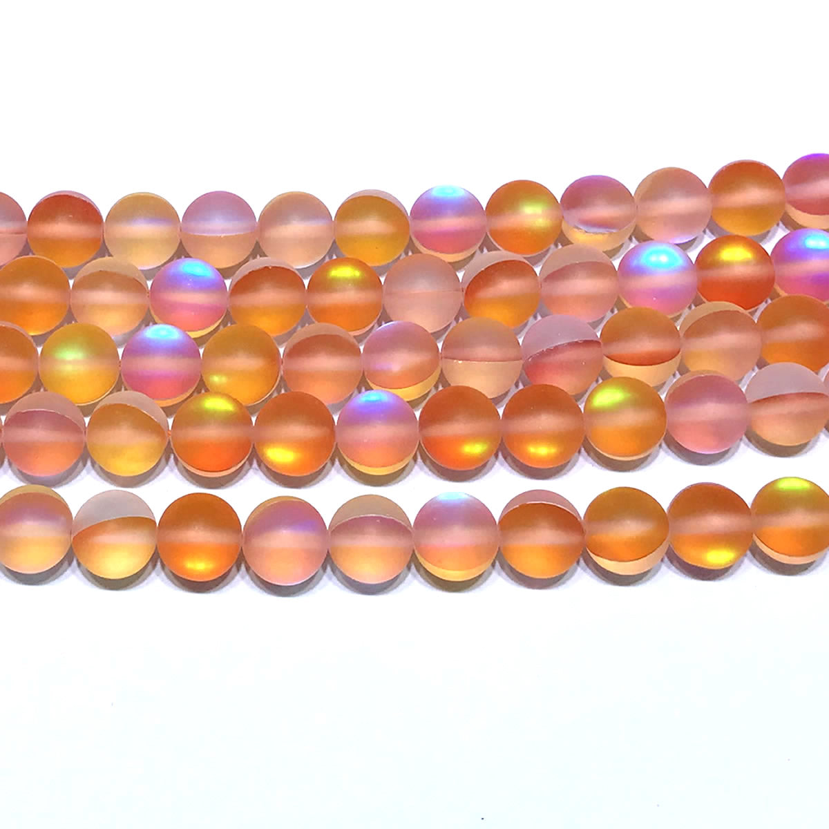 CMS238 Synthetic Moonstone Beads Matte Round 12mm 15" Strand