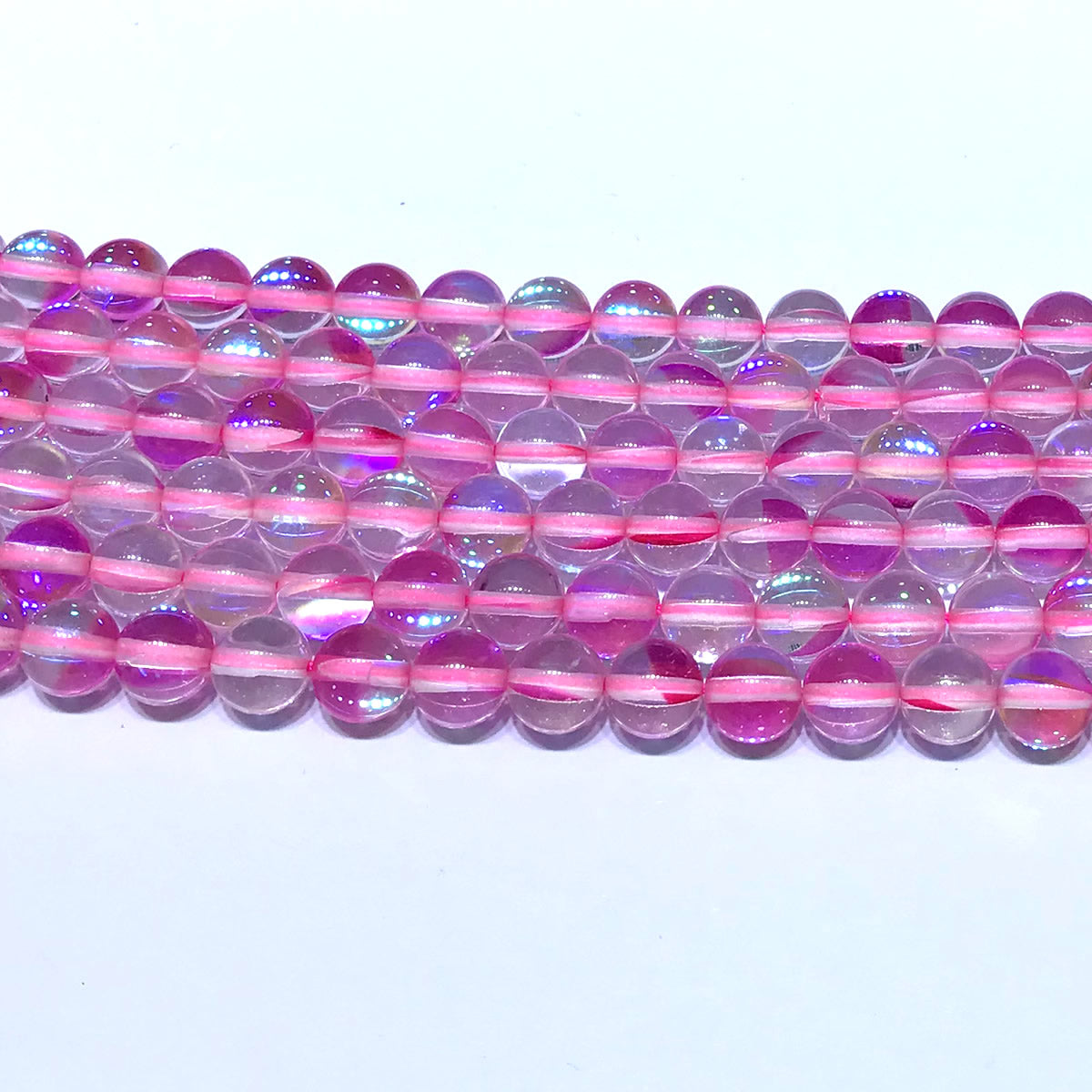 CMS251 Synthetic Moonstone Beads Smooth Round 8mm 15" Strand