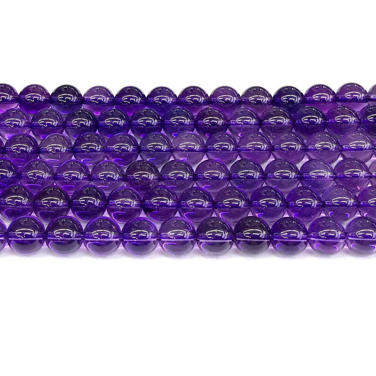 CNA17 Amethyst Gemstone Beads Smooth Round 8mm 15" Strand
