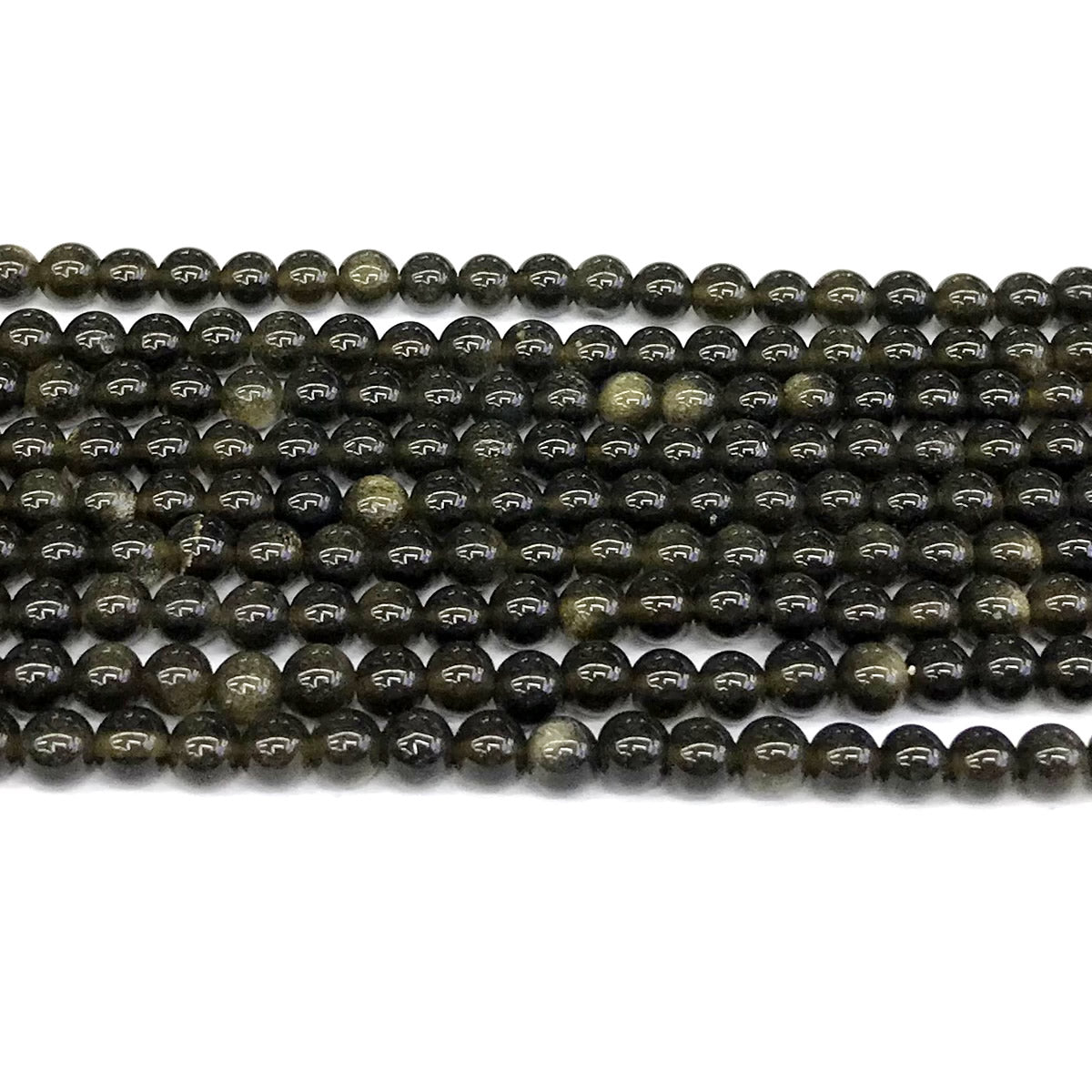 COB33 Golden Obsidian Beads Smooth Round 4mm 15" Strand