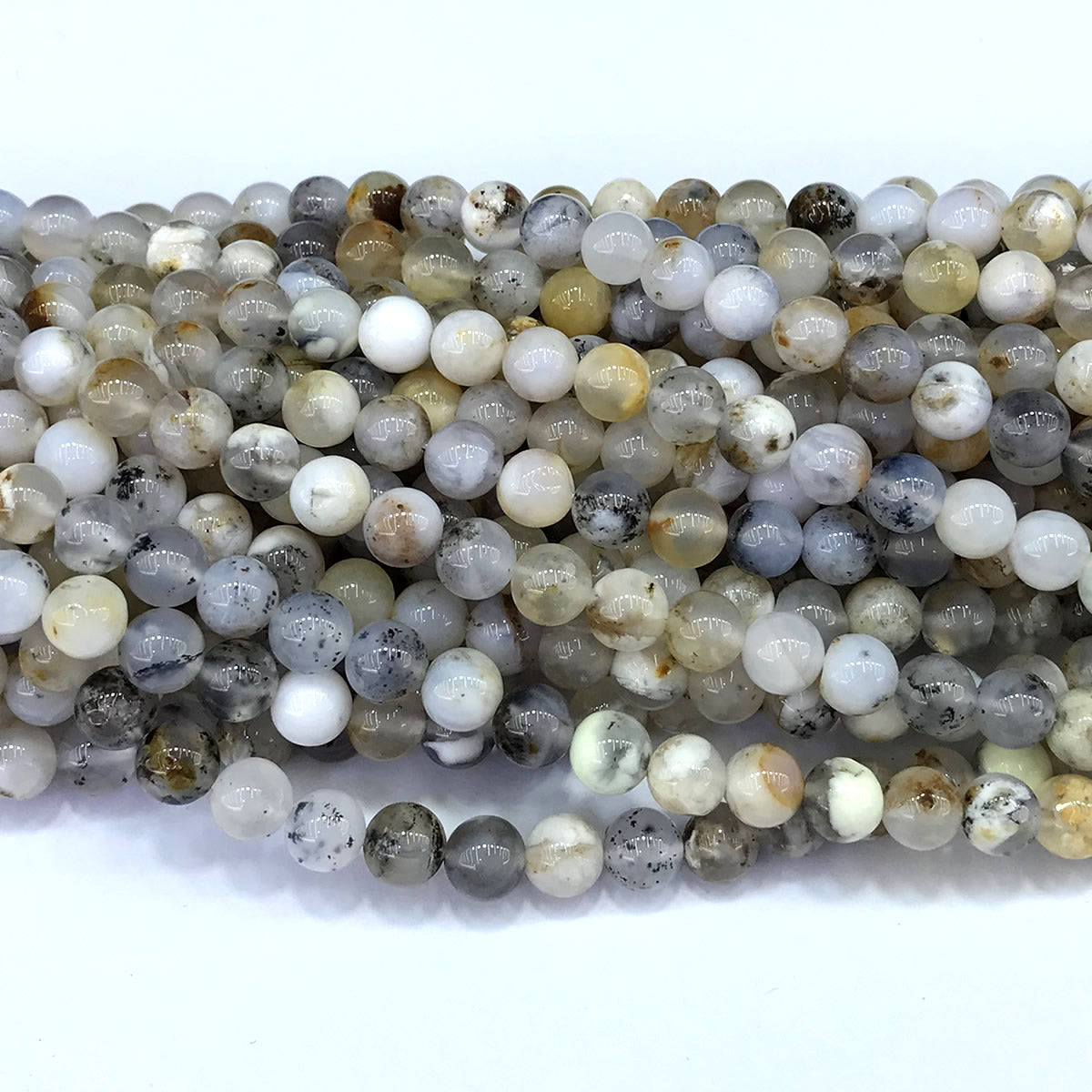 COP150 Moss Opal Gemstone Beads Smooth Round 6mm 15" Strand