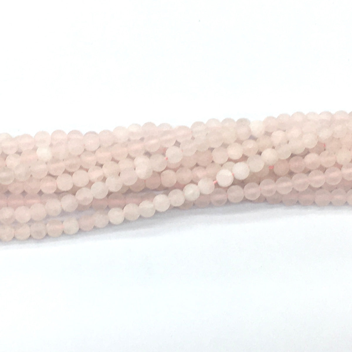 CQU173 Rose Quartz Beads Matte Round 4mm 15.5" Strand