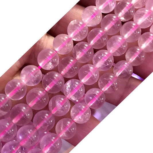 CQU311 Rose Quartz Gemstone Beads Smooth Round 8mm 15" Strand