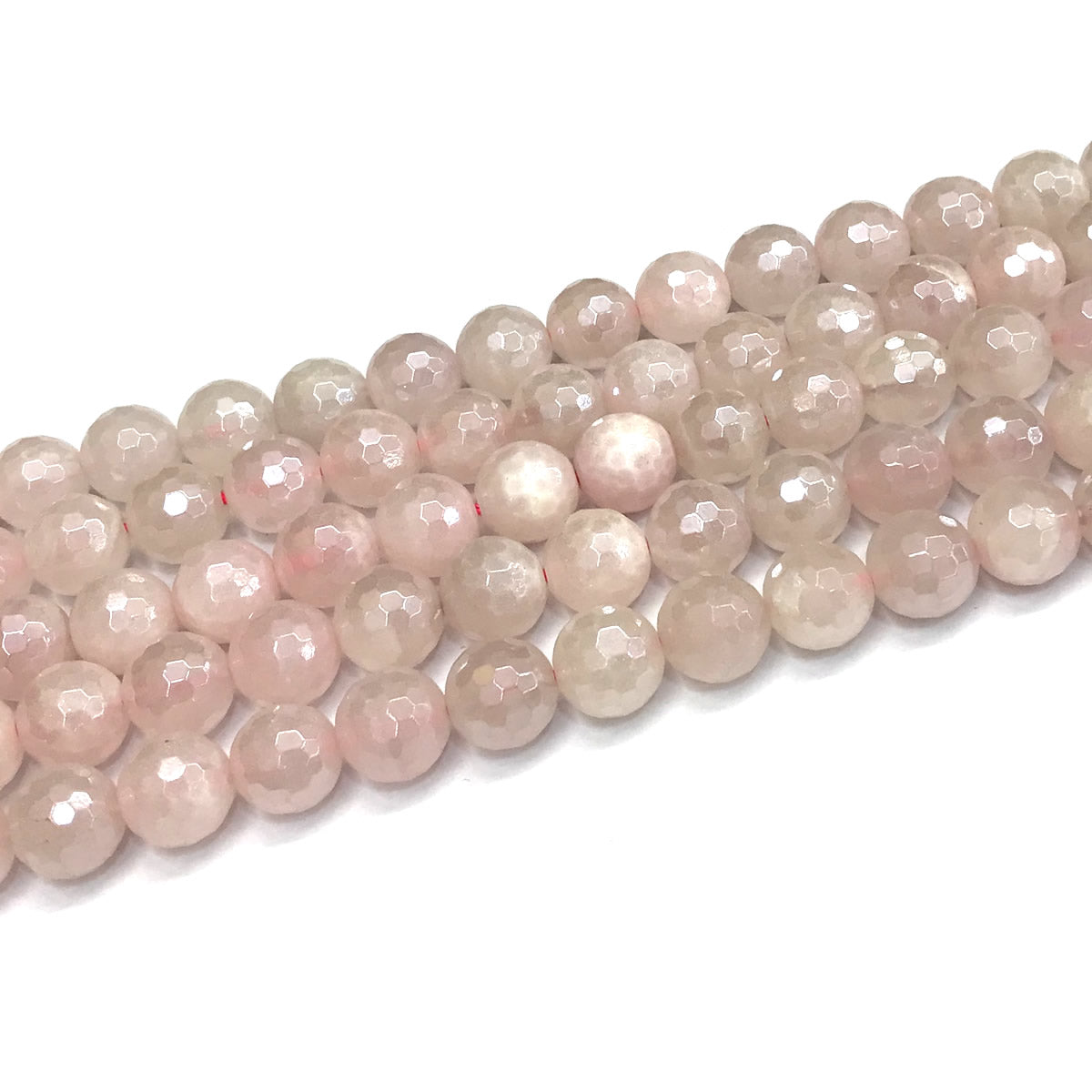 CQU323 Rose Quartz Beads Electroplated Faceted Round 10mm 15" Strand