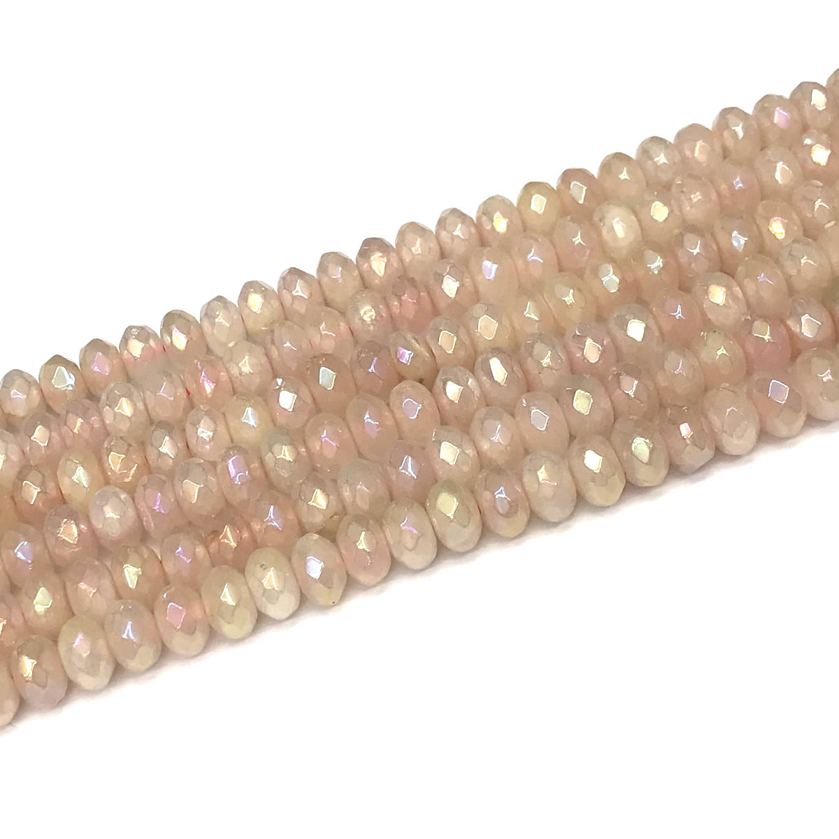 CRB04 Rose Quartz Beads Electroplated Faceted Rondelle 5x8mm 15" Strand