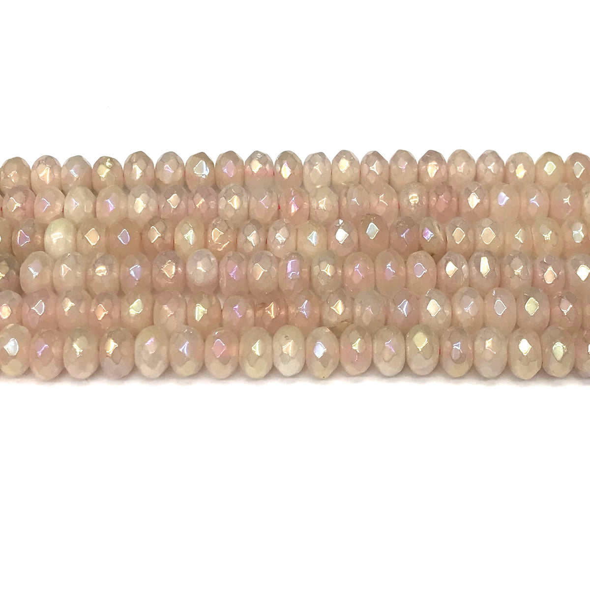 CRB04 Rose Quartz Beads Electroplated Faceted Rondelle 5x8mm 15" Strand