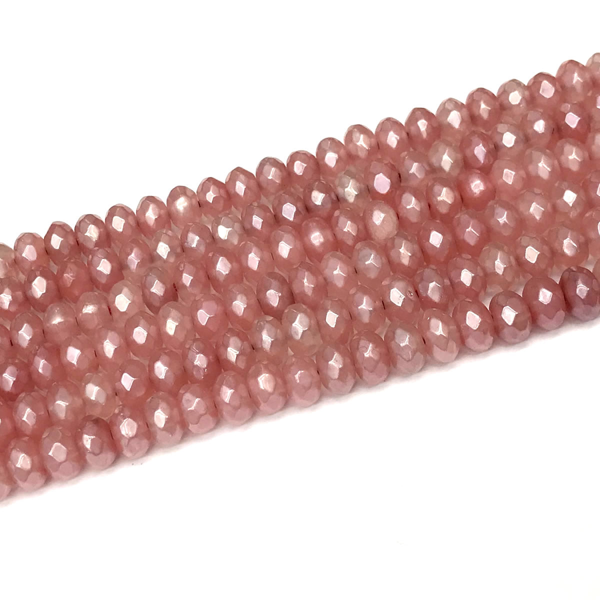 CRB05 Cherry Quartz Beads Electroplated Faceted Rondelle 5x8mm 15" Strand