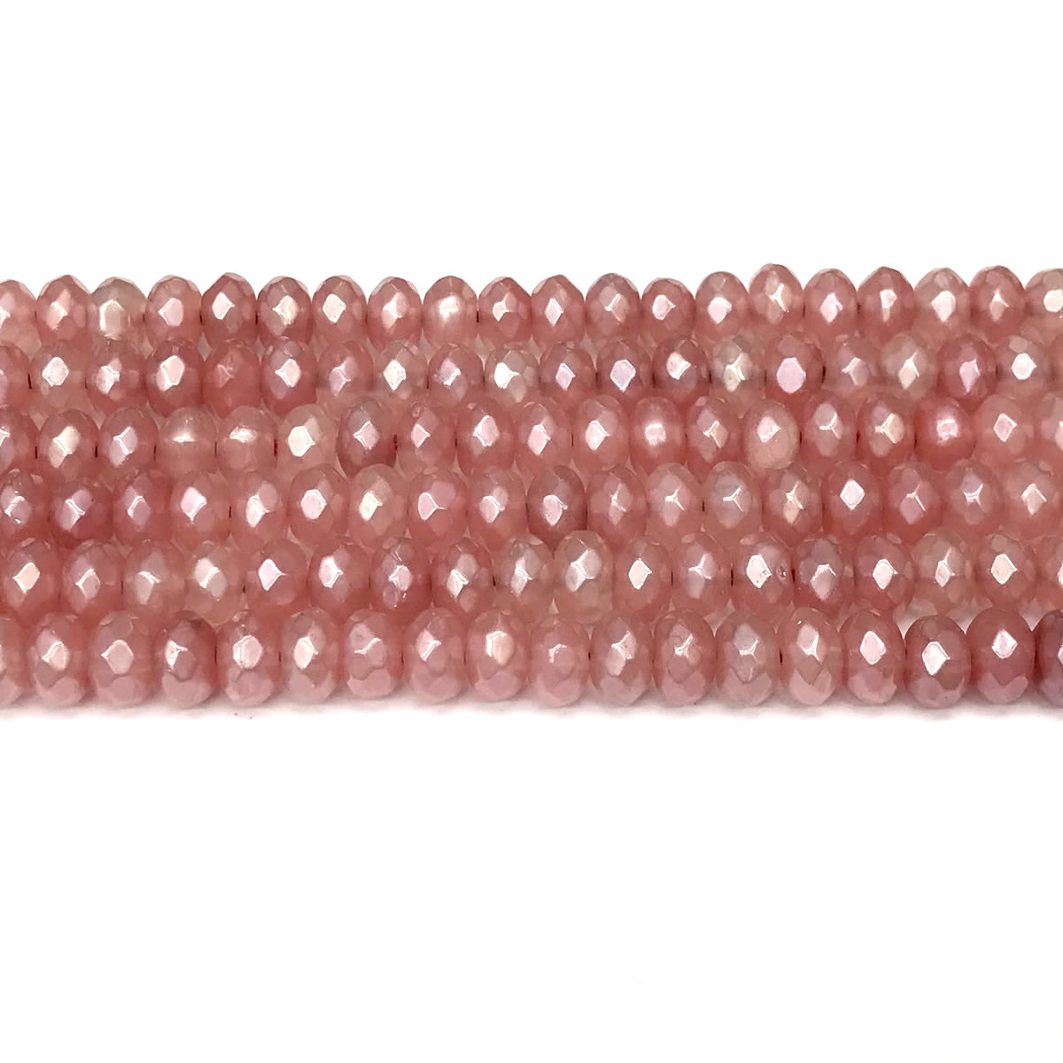 CRB05 Cherry Quartz Beads Electroplated Faceted Rondelle 5x8mm 15" Strand