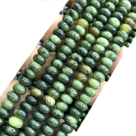 CRB216 Canadian Jade Beads Smooth Rondelle 4x6mm 15" Strand