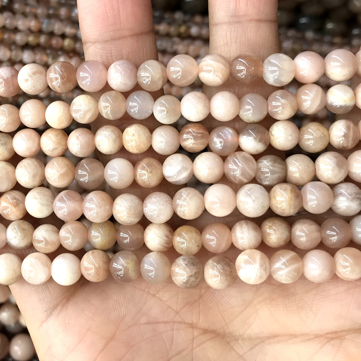 CSS36 Sunstone Beads Smooth Round 6mm 15" Strand