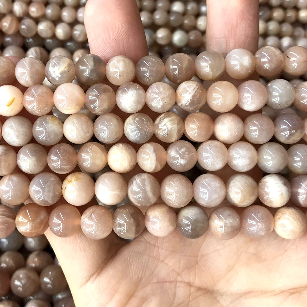 CSS37 Sunstone Beads Smooth Round 8mm 15" Strand