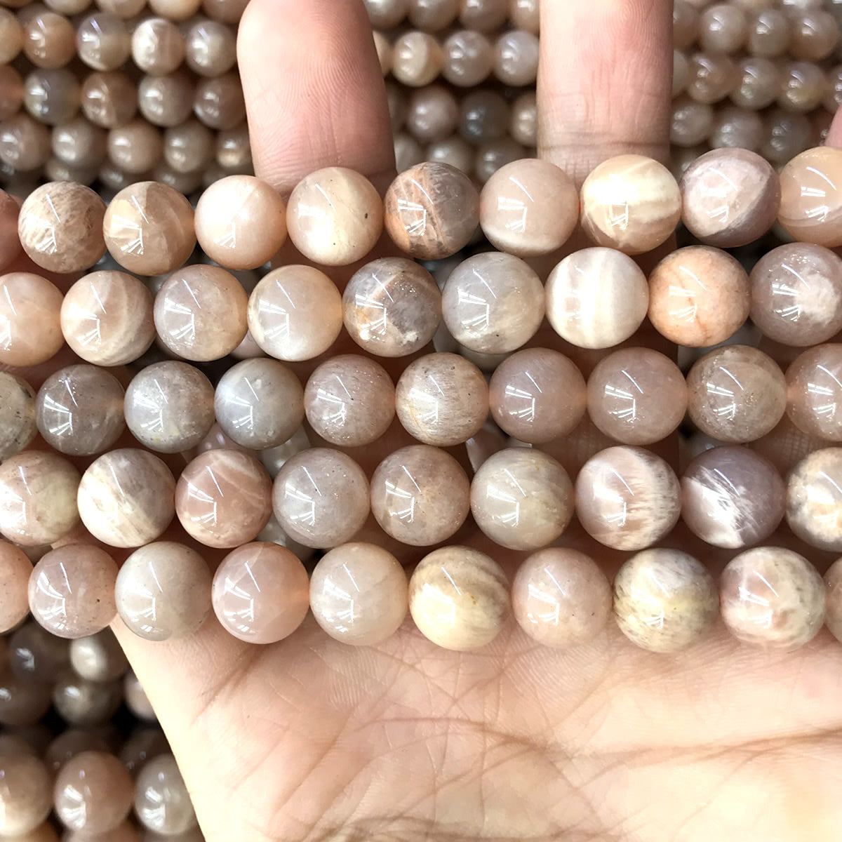 CSS38 Sunstone Beads Smooth Round 10mm 15" Strand