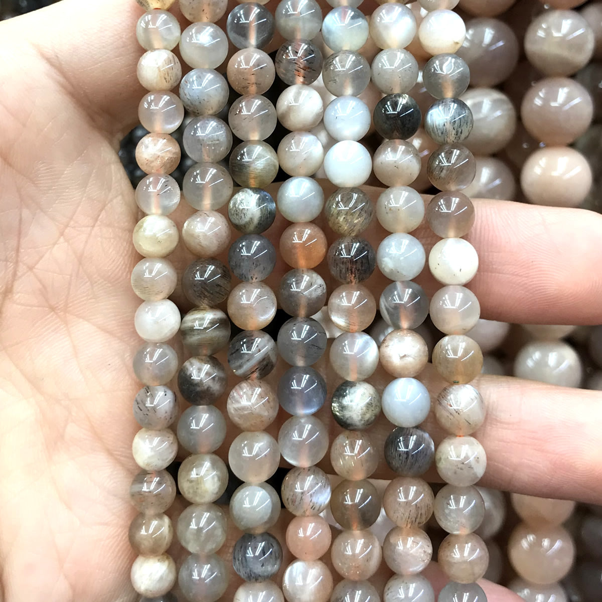 CSS59 Sunstone Beads Smooth Round 6mm 15" Strand