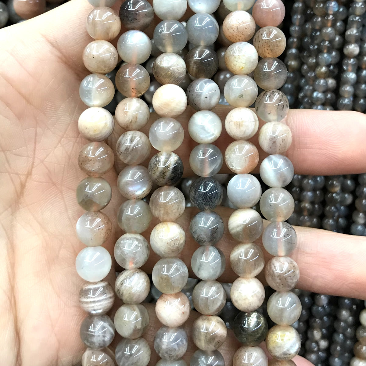 CSS60 Sunstone Beads Smooth Round 8mm 15" Strand