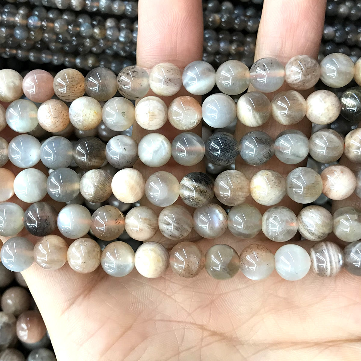 CSS60 Sunstone Beads Smooth Round 8mm 15" Strand