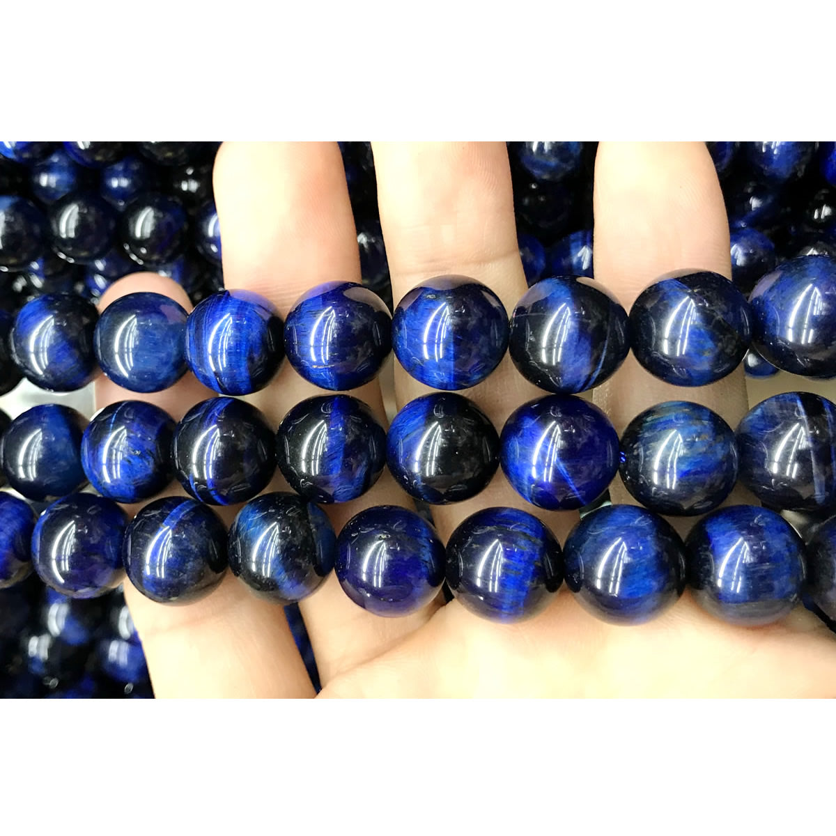 CTE169 Blue Tiger Eye Beads Smooth Round 12mm 15" Strand