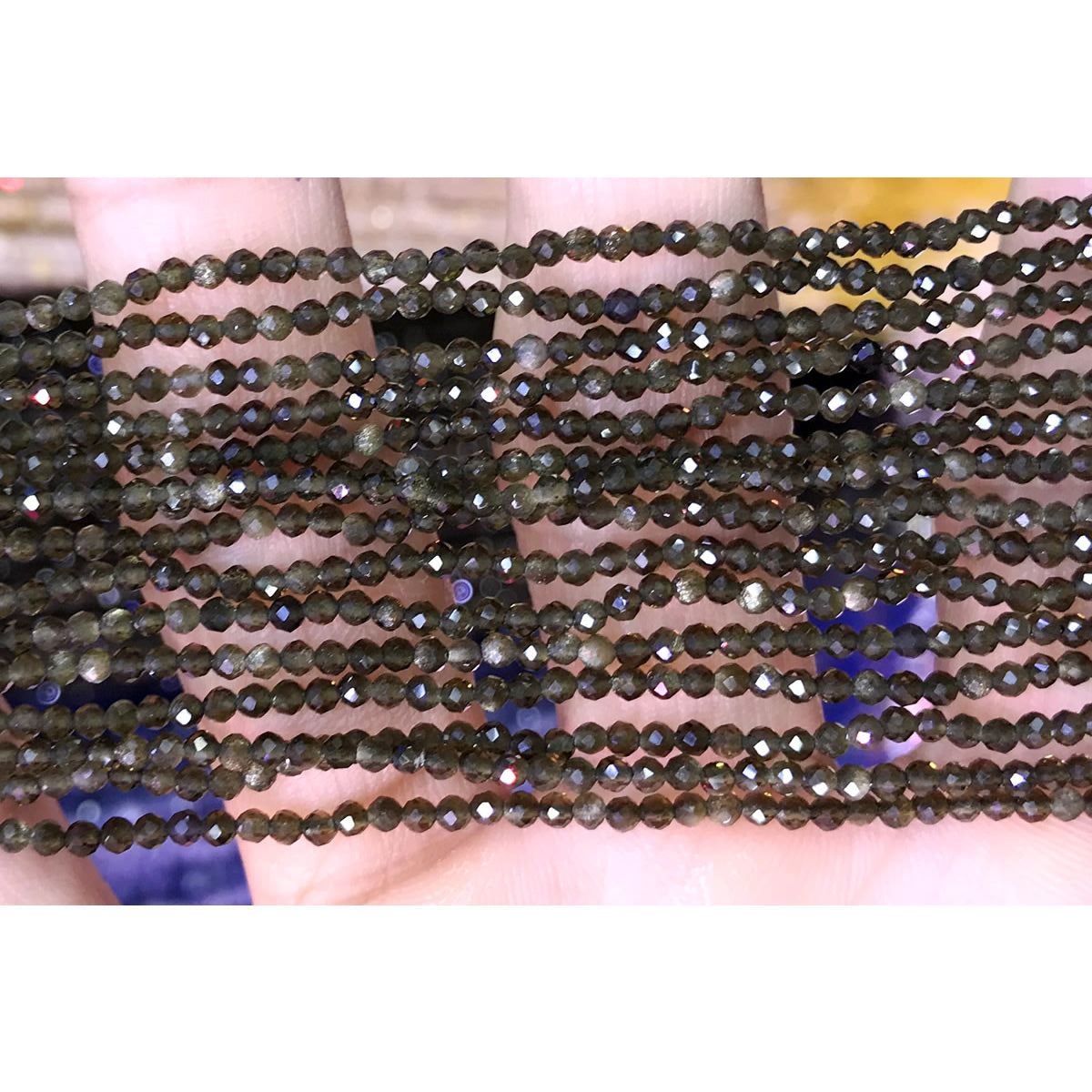 CTG107 Golden Obsidian Beads Faceted Round 2mm 15" Strand