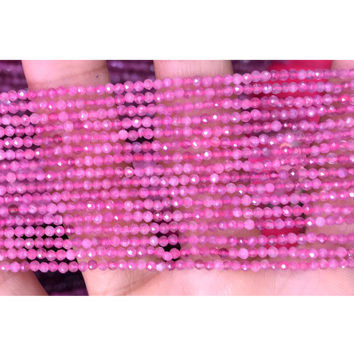 CTG112 Pink Tourmaline Beads Faceted Round 2mm 15" Strand