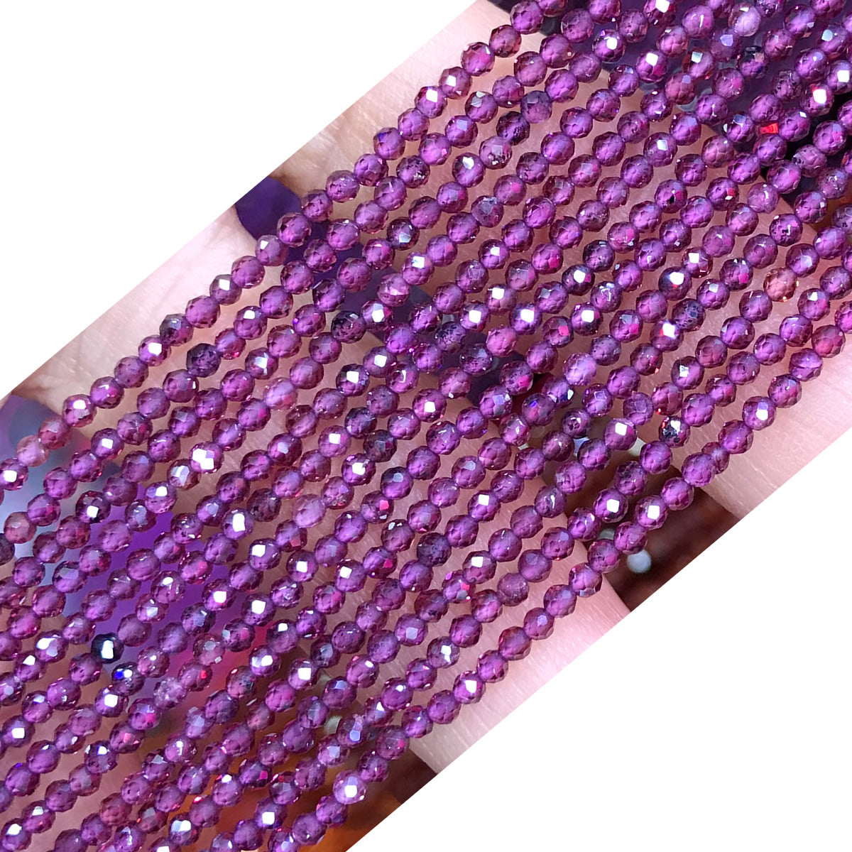 CTG117 Purple Garnet Beads Faceted Round 2mm 15" Strand