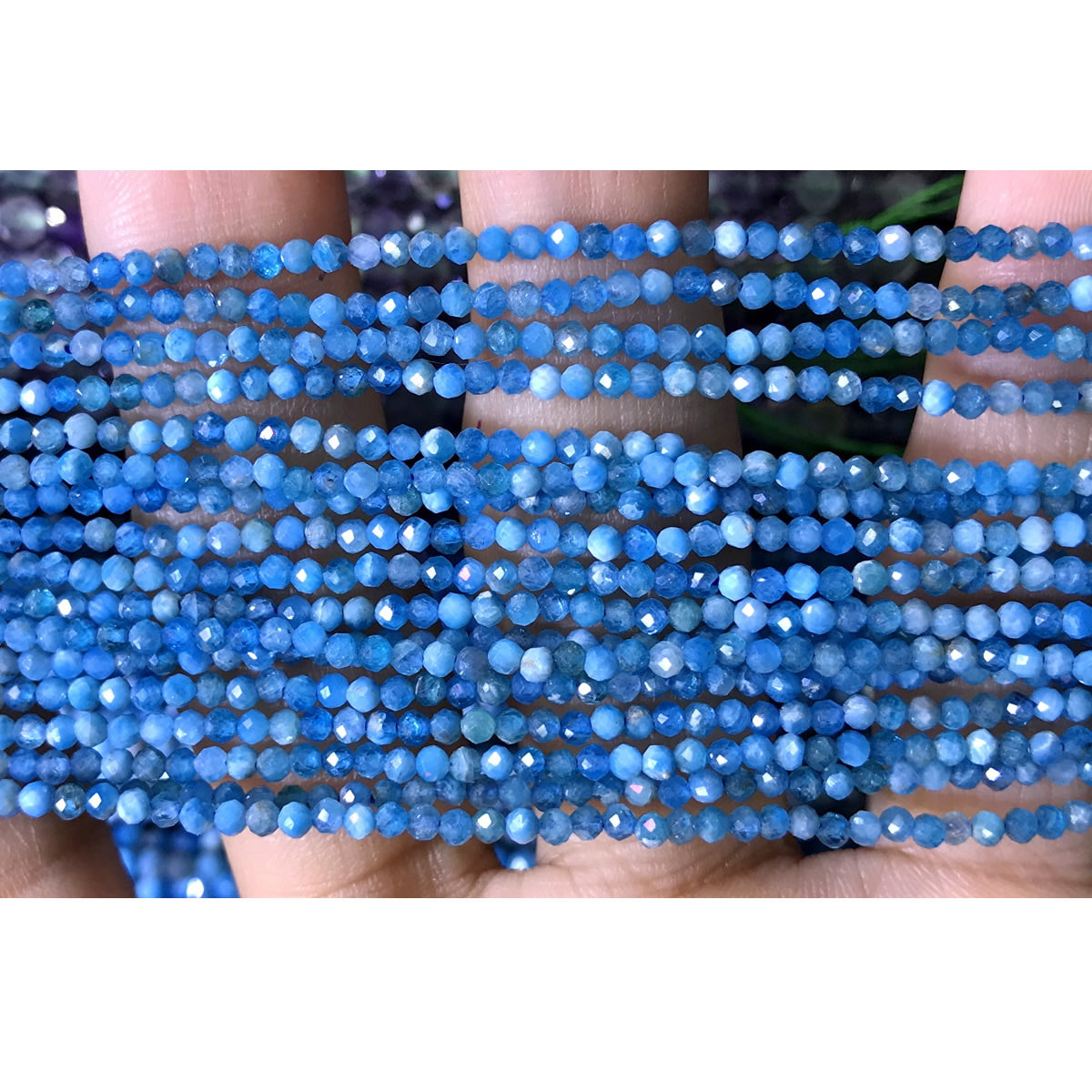 CTG122 Apatite Gemstone Beads Faceted Round 2mm 15" Strand