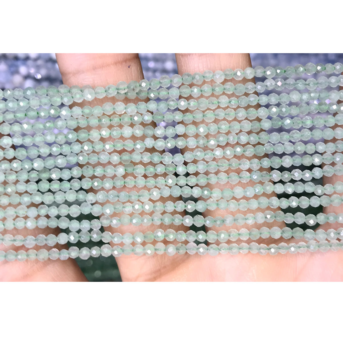 CTG123 Prehnite Gemstone Beads Faceted Round 2mm 15" Strand