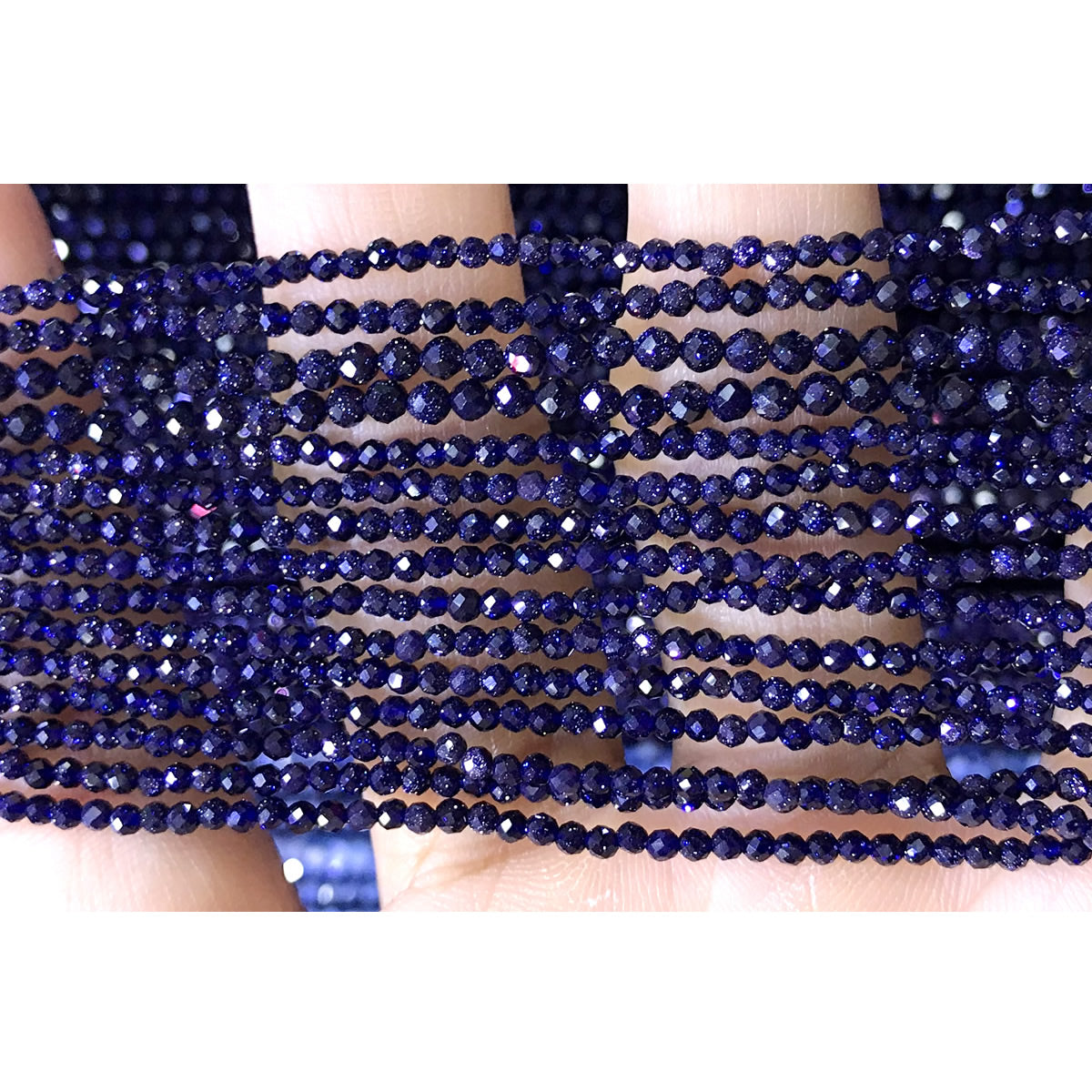 CTG132 Blue Goldstone Beads Faceted Round 2mm 15" Strand