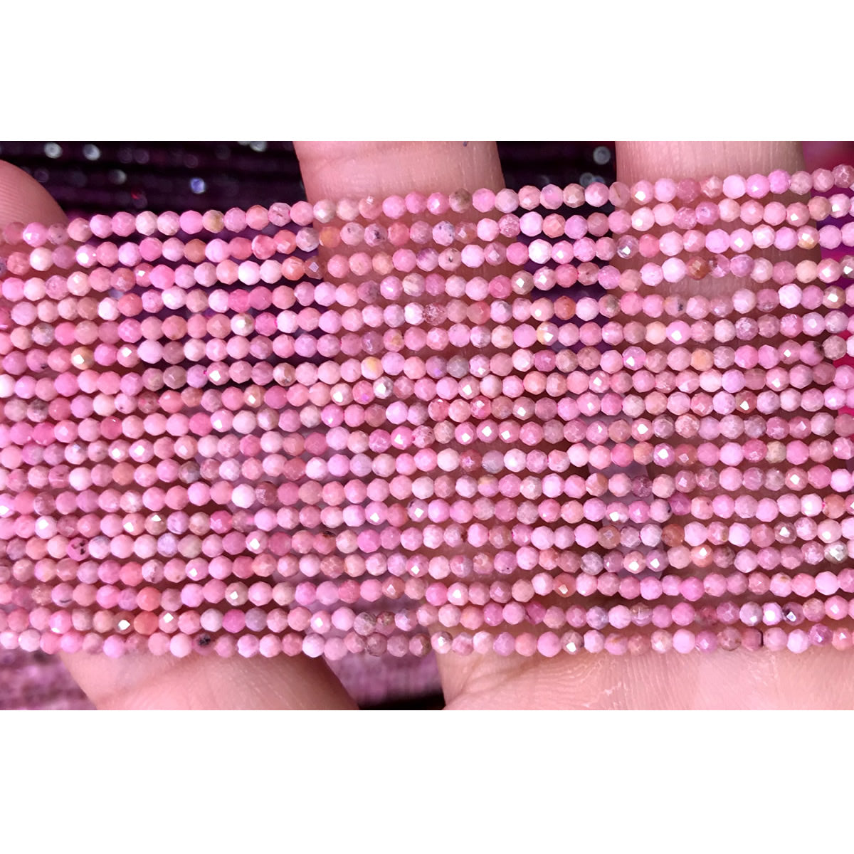 CTG135 Chinese Rhodochrosite Beads Faceted Round 2mm 15" Strand