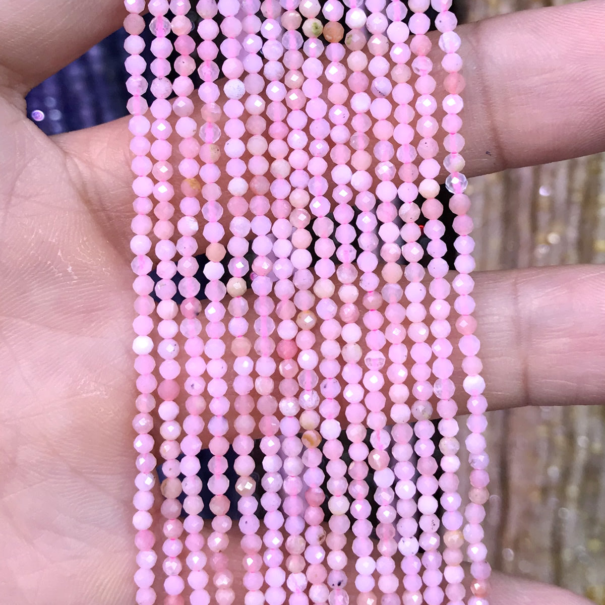 CTG136 Pink Opal Gemstone Beads Faceted Round 2mm 15" Strand