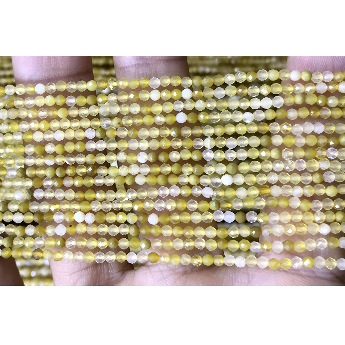 CTG137 Yellow Opal Gemstone Beads Faceted Round 2mm 15" Strand