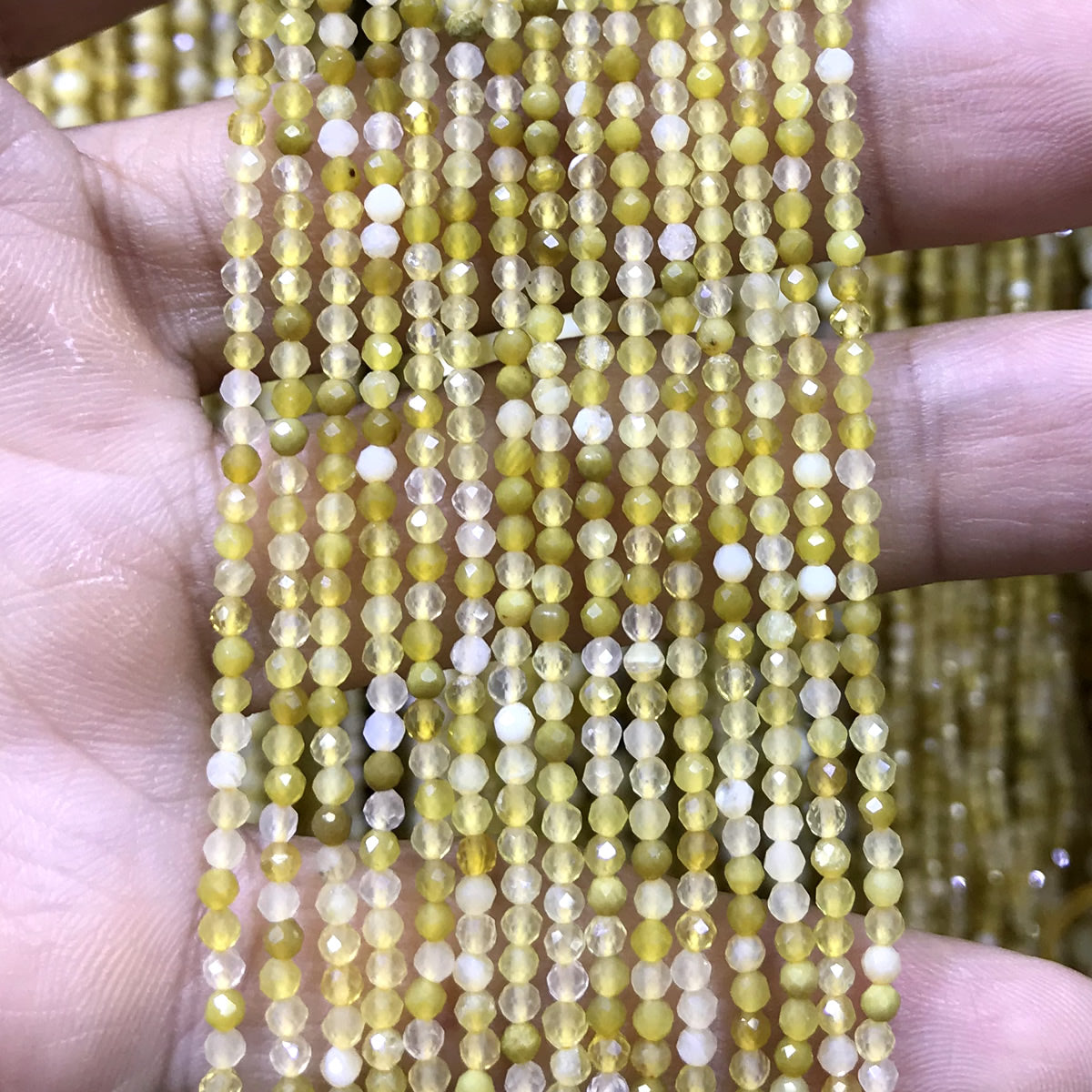 CTG137 Yellow Opal Gemstone Beads Faceted Round 2mm 15" Strand