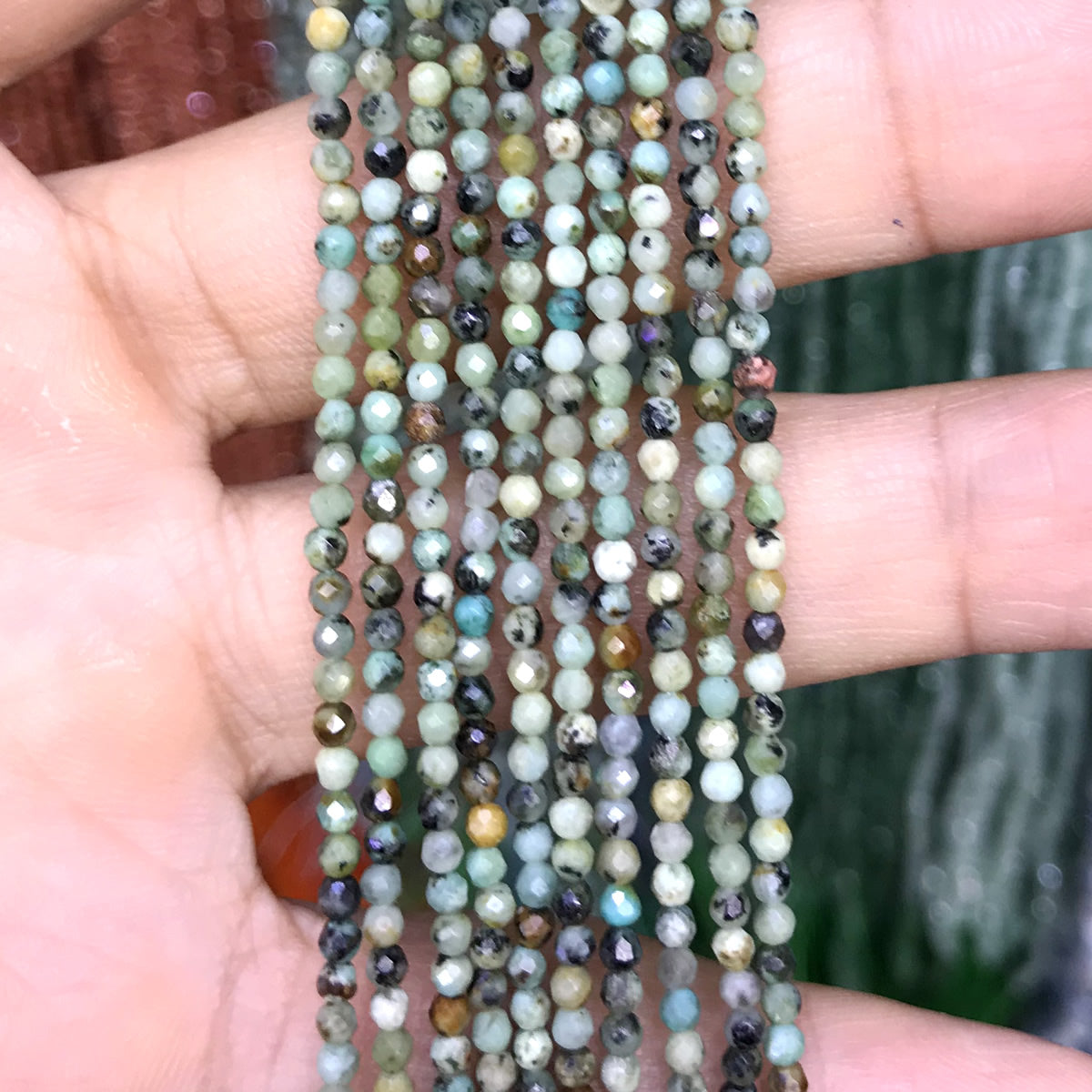 CTG139 African Turquoise Beads Faceted Round 2mm 15" Strand