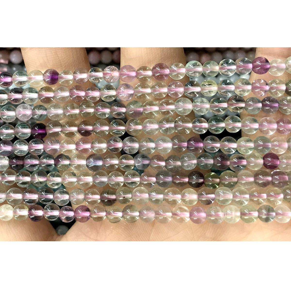 CTG14 Fluorite Gemstone Beads Smooth Round 4mm 15" Strand