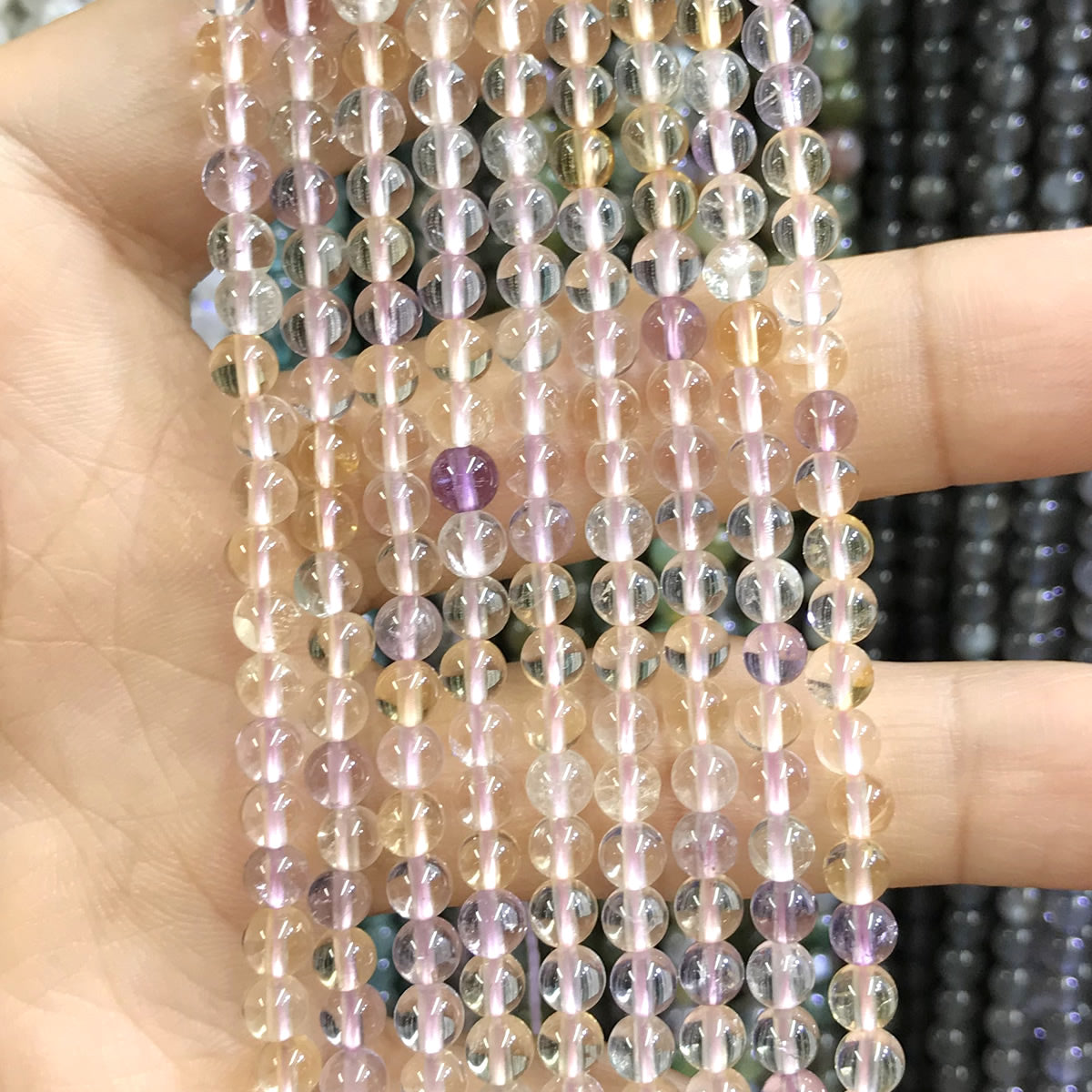 CTG15 Ametrine Gemstone Beads Smooth Round 4mm 15" Strand