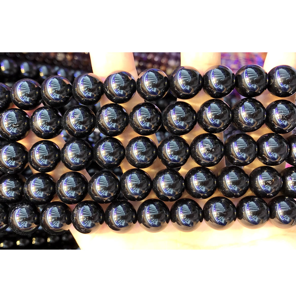CTO12 Black Tourmaline Beads Smooth Round 12mm 15.5" Strand