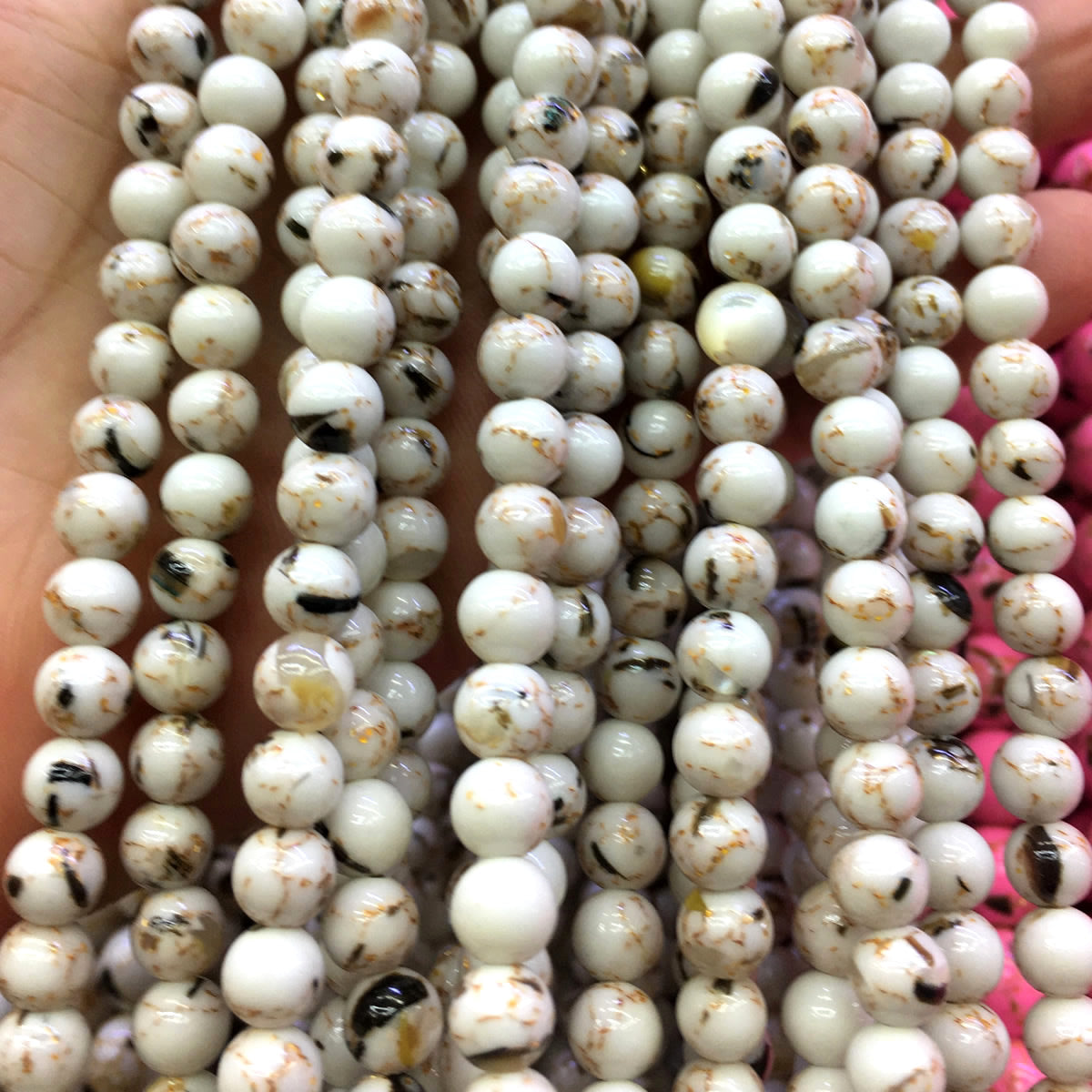 CTU32 Gold Vein Turquoise Beads Smooth Round 4mm 15" Strand